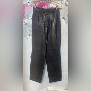 Michael Hoban Black Leather Pants Sz 3/4